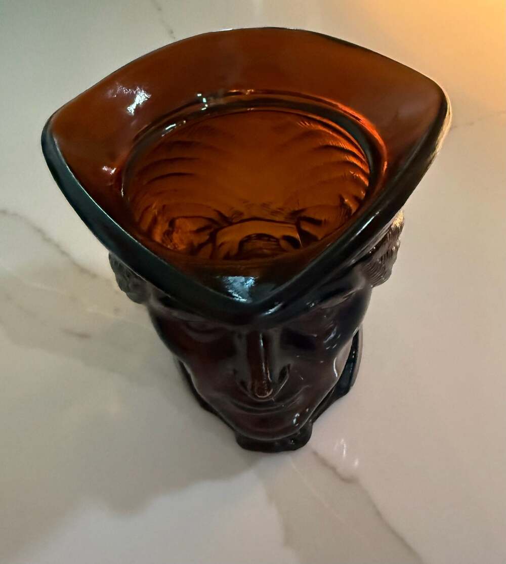 Vintage Avon Paul Revere Colonial Minuteman Amber Glass Candle Holder